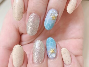 夏ネイル☆水面