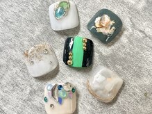 エムネイル(M nail)/夏人気グリーン×ホワイト