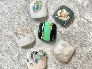 エムネイル(M nail)/夏人気グリーン×ホワイト