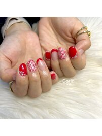 クリスマスにも◎ツイードネイル