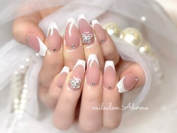 ネイルサロン アドルノ(Adorno)/☆ラメ入り白フレンチ☆