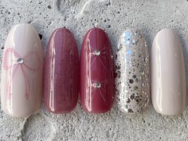 リボンアート韓国ネイル ¥8500