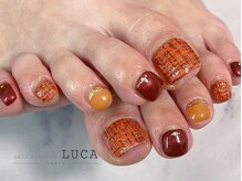 ネイルアトリエルカ(nail atelier LUCA)/W-454 オレンジツイードネイル