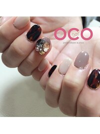 べっこう×ビジューネイル☆