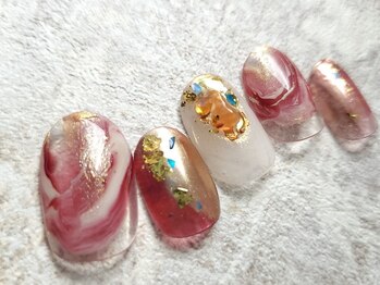 ブルーエヌ(BLUE N)/地層ネイル×ミラーニュアンス