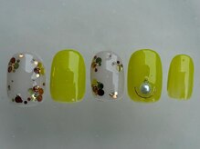 アイネイルズ 渋谷店(I nails)/お花ホログラムグリーン