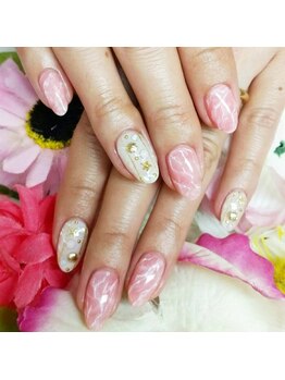 コットンローズ(Cotton Rose)/天然石ネイル