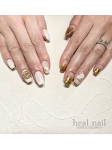 ヒールネイル(heal nail)/ホワイト×シェル×ミラーパーツ
