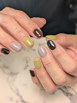 秋色ワンカラーネイル