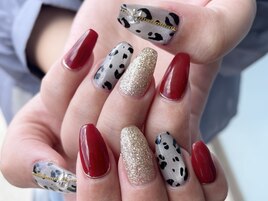 レオパードで秋ネイル