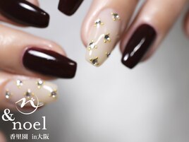 ボルドー 宝石ネイル