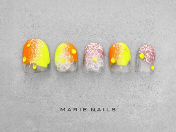 マリー ネイルズ いわきラトブ店(MARIE NAILS)/定額6,600円税込 オレンジ0921d