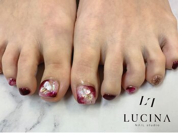 ネイルスタジオ ルキナ(LUCINA)/H-853ボルドーべっ甲ネイル