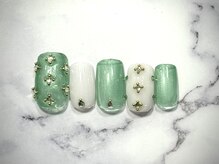 エンジェル ネイル(ANGEL NAIL)/グリーン×ホワイトゴージャス