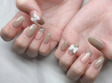 ネイルアンドアイラッシュサロン エスポアール(nail&eyelash salon espoir)/リボン　ドット　くすみカラー