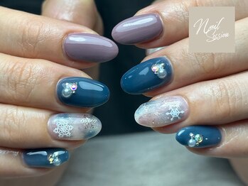 ネイルセッション(nail session)/ブルーとモーヴの結晶ネイル