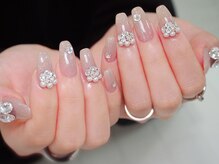 幻之花ネイル/ワンカラー☆ビジュー盛り