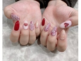 ツイード×赤ネイル＊4500円
