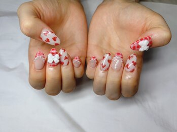 ネイルアンドアイラッシュサロン エスポアール(nail&eyelash salon espoir)/ハート チェック リボン