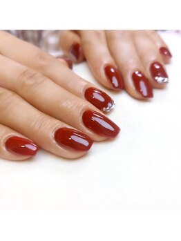 ピオニーネイル(peony nail)/ボルドーネイル 