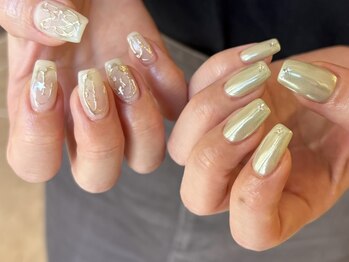 アイネイルズ 天神今泉店(I-nails)/【sana.i】パールミラー星ネイル