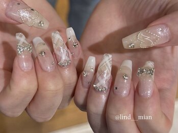 リンドネイル バイ モカ アンド ララ(Lind nail by moca and LaLa)/【mian】ホワイトチェック
