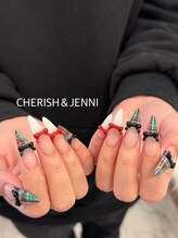 チェリッシュ アンド ジェニ(CHERISH＆JENNI)/チェック×リボンネイル