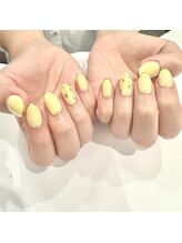 ハーティーネイル 自由が丘南口店(heartynail)/ワンカラー/手描きアート/黄色