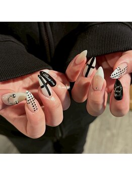 ジョジョ ネイル アット サンノミヤ(JOJO Nail at Sannomiya)の写真/トレンド感のあるワンホン/韓国/ちゅるんネイルはお任せ☆持ち込みアートの再現性もご満足な仕上がりに♪