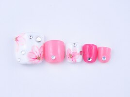水彩フラワーフットネイル6600円