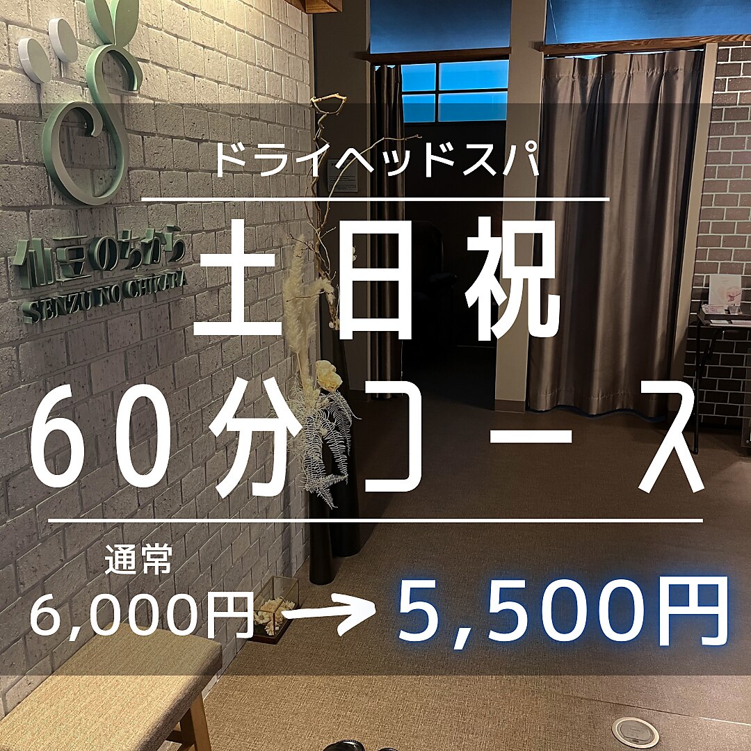 土日祝ご新規様【仙豆人気No.1】ドライヘッドスパ 60分 6000円→5500円