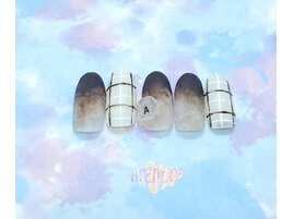 カフェオレチェックネイル☆