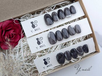 ワイネイル(Y.nail)/黒バラレースデザイン