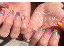 ネオンカラー塗りかけネイル