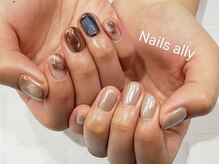 ネイルズアリー 立川店(Nails ally)/ニュアンス×ホワイトミラー