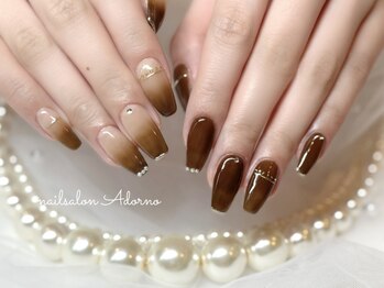 ネイルサロン アドルノ(Adorno)/☆大人ブラウン☆アシメトリー☆