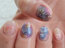 ネイルフロンティア 吉祥寺(NAIL FRONTIER)/ふみの♪夏の手描き11980円