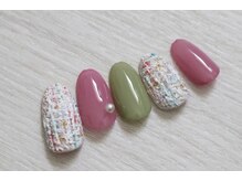 ココネイル/春のツイードネイル