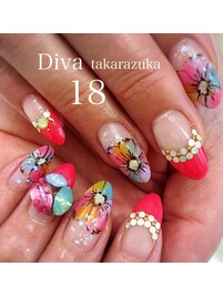 花柄ポップカラーネイル★