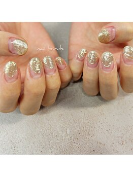 ネイルバーズ(nail birds)/ゴールドニュアンスフレンチ