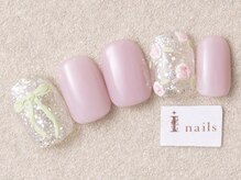 アイネイルズ 三宮店(I nails)/絵画風リボンローズ