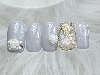 ネイルメゾン 渋谷店(NAIL MAISON)/ワンホン薔薇埋め尽くし¥7000
