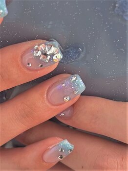 ムーイ 外苑前(mooi.)/blue gradation stone nails