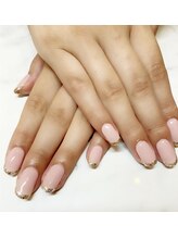 ぴんく×ラメフレンチネイル
