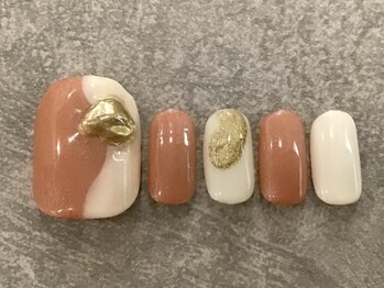 カラネイル 南森町店(calla nail)/フット pink white×gold