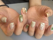 アイネイルズ 天神今泉店(I-nails)/【kanako.m】グリーンニュアンス