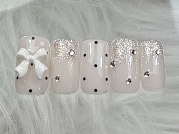 ネイルメゾン 渋谷店(NAIL MAISON)/ドットガーリーリボン¥7000
