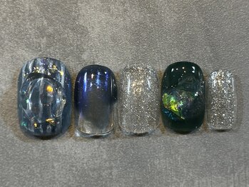カラネイル 南森町店(calla nail)/オーロラ ぷっくり キラキラ