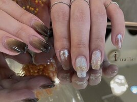 淡色ニュアンス雪ネイル