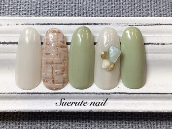 スエルテ ネイルサロン 北千住店/大人ツイード×天然石　¥7000